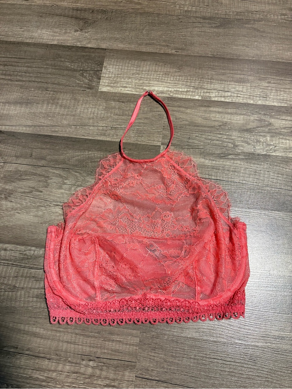 Victoria's Secret Very Sexy Coral Lace Halter Bralette Sz: 34DD